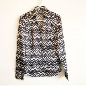 Ann Taylor Women’s Button Down Collared Chevron Blouse Size 4